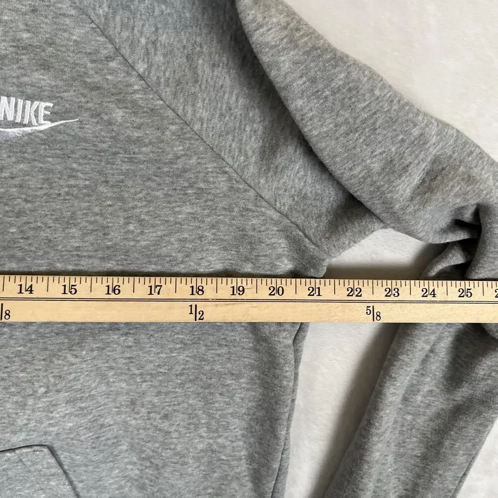 Nike Hoodie Womens Medium Gray Fleece Pullover Cowl Sweatshirt Small Swoosh